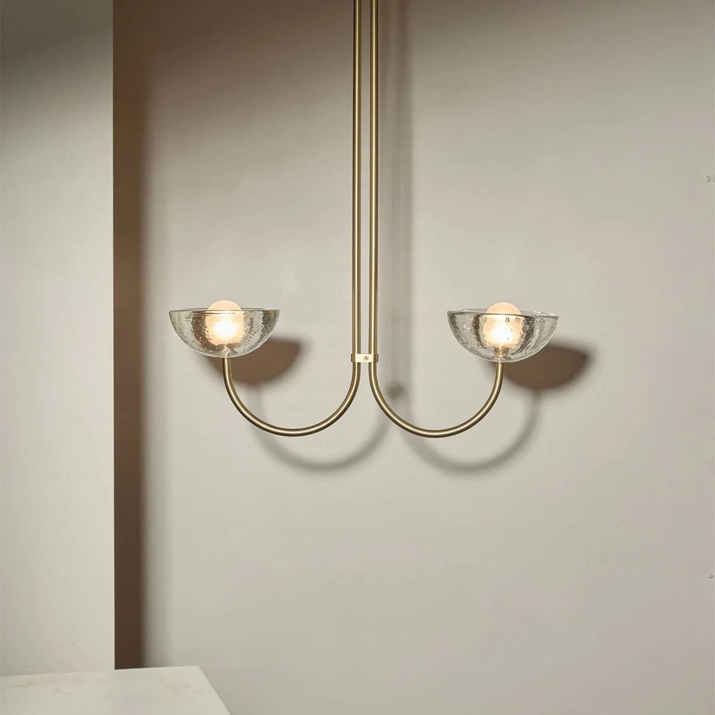 Aurelia Double Pendant Large Cast Glass, Brass